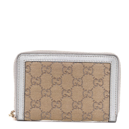 Gucci Monogram Bamboo Zip Around Compact Wallet Silver 1 of 12