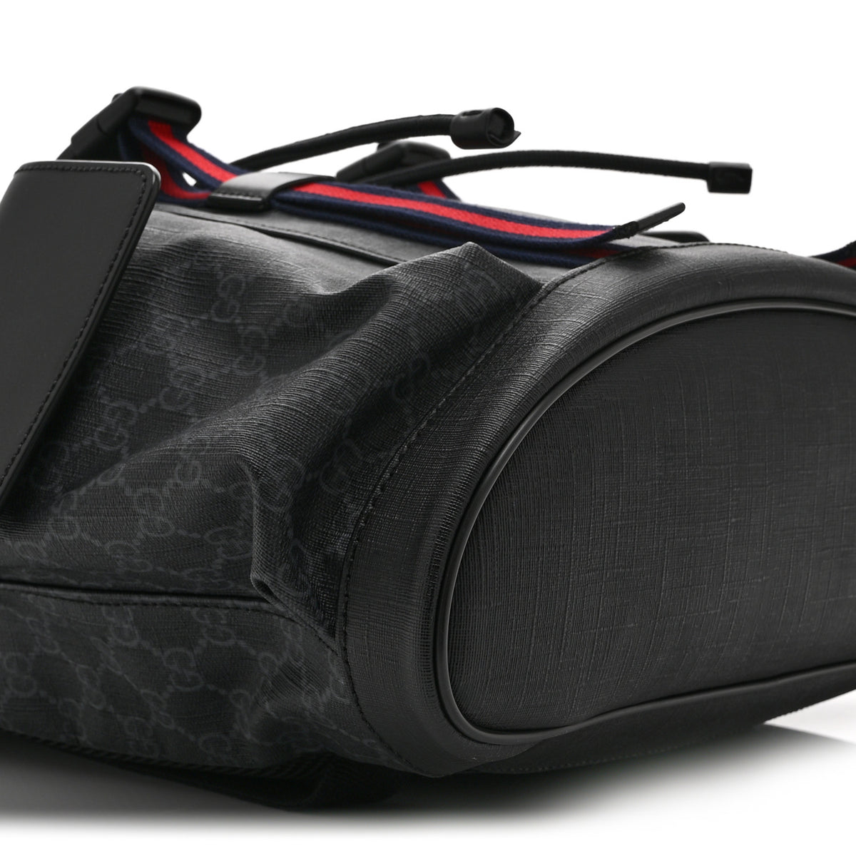 Soft GG Supreme Monogram Calfskin Web Double Buckle Backpack Black