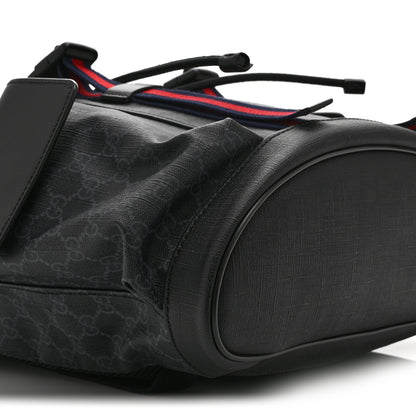 Gucci Soft GG Supreme Monogram Calfskin Web Double Buckle Backpack Black 10 of 11
