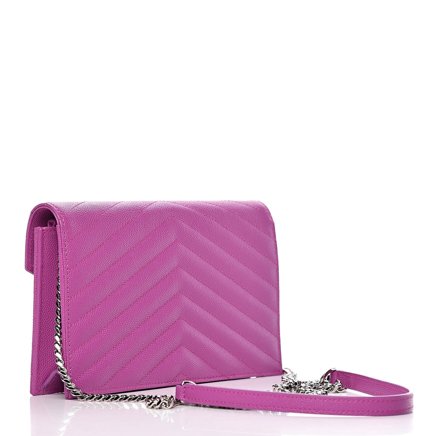Grain De Poudre Matelasse Chevron Monogram Envelope Chain Wallet Purple