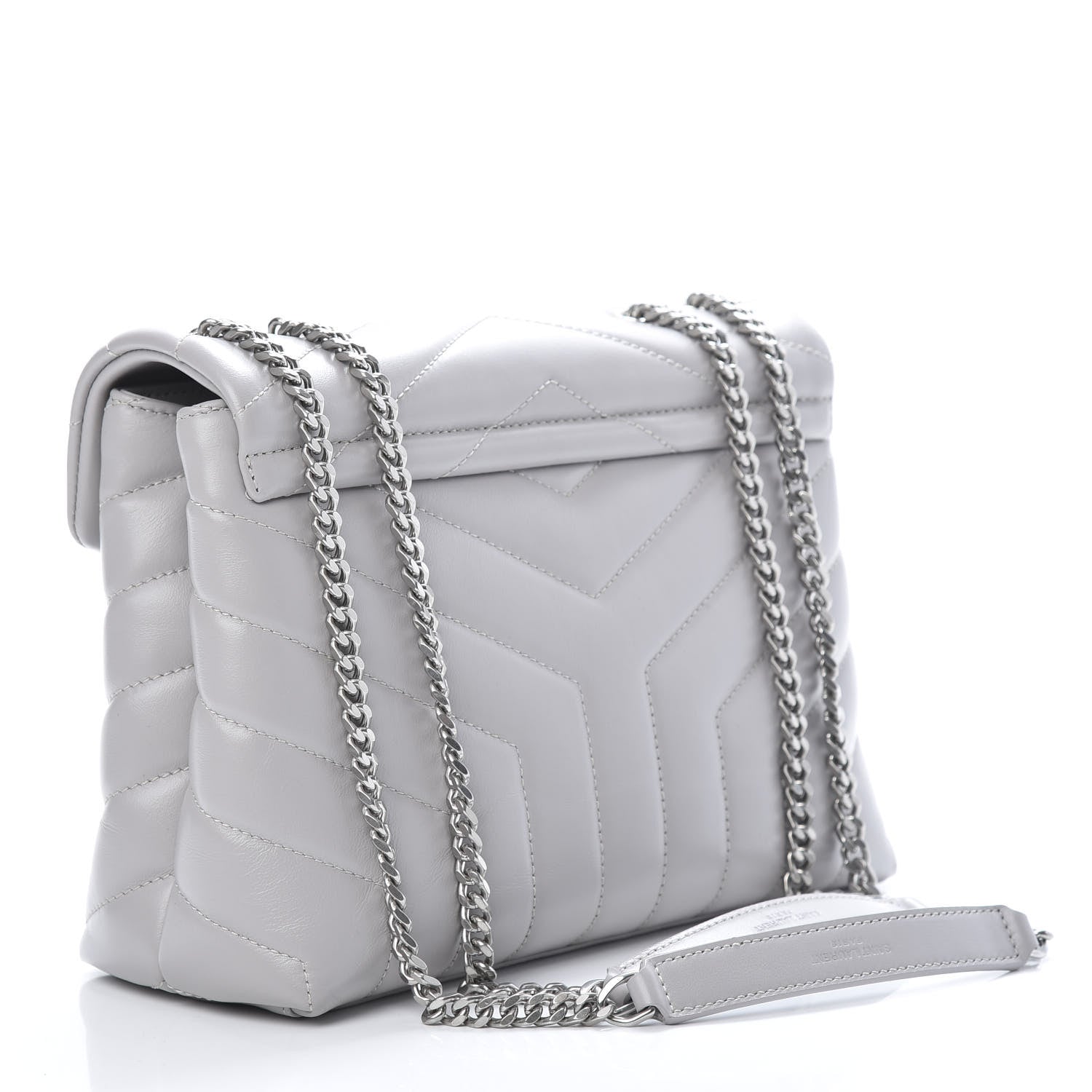 Saint Laurent Calfskin Y Quilted Monogram Small Loulou Chain Satchel Granite 3 of 10