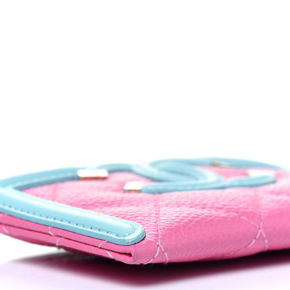 Chanel Caviar Quilted CC Filigree Card Holder Pink Blue Green 10 of 11