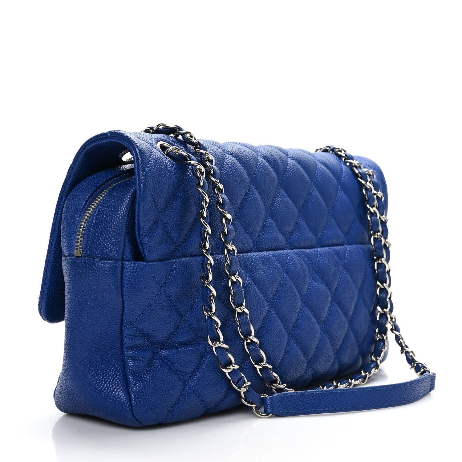 Chanel Caviar Quilted Jumbo Easy Flap Blue 3 of 10