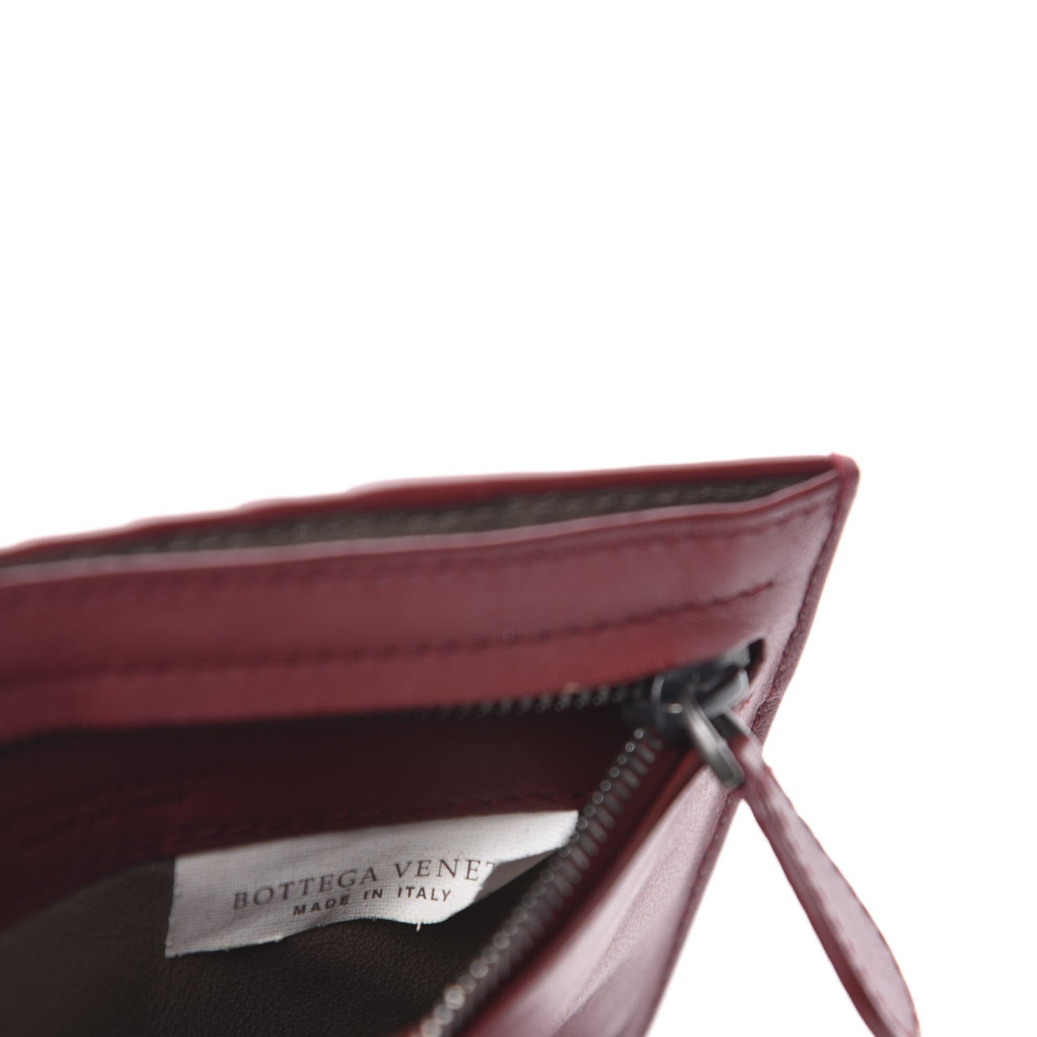 Bottega Veneta Calfskin Intrecciato Zip Card Holder Bordeaux 8 of 10