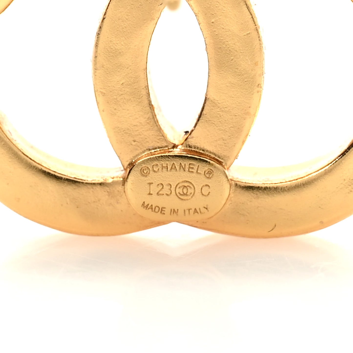 Metal CC Earrings Gold White