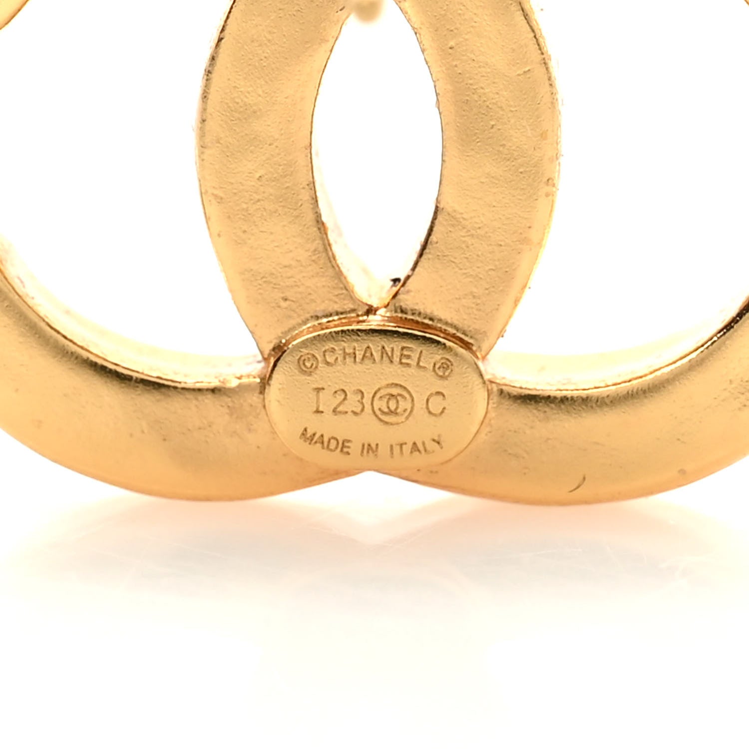 Chanel Metal CC Earrings Gold White 4 of 4