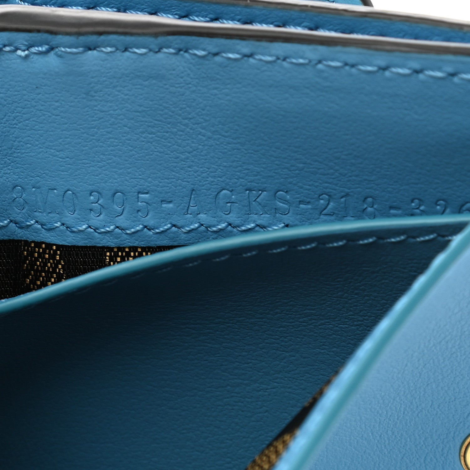 Fendi X SARAH COLEMAN Vitello Liberty Ceylon Micro FF Fish Eye Embossed Tri-Fold Wallet Multicolor Cyber Blue 8 of 8