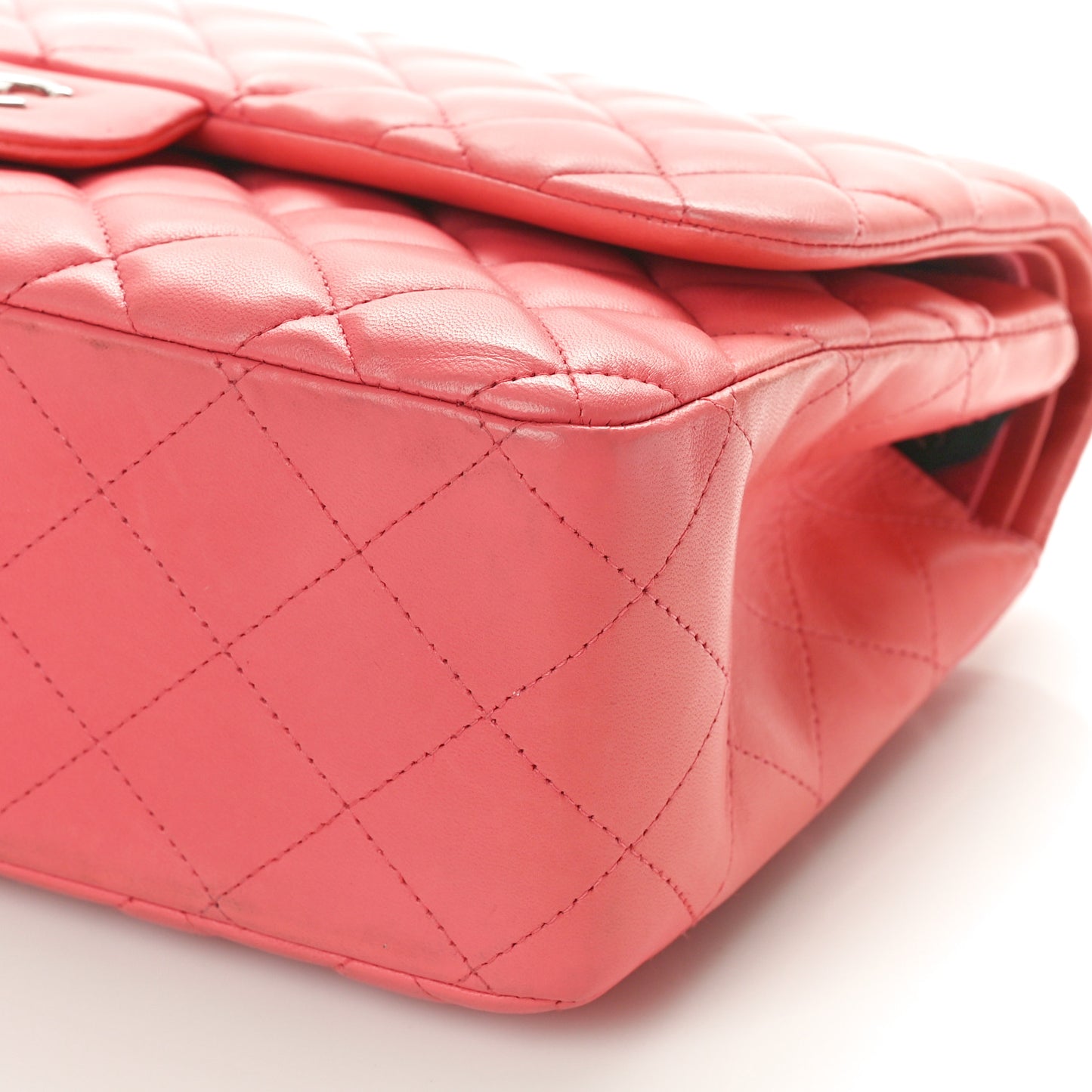 Lambskin Quilted Jumbo Double Flap Pink Pink