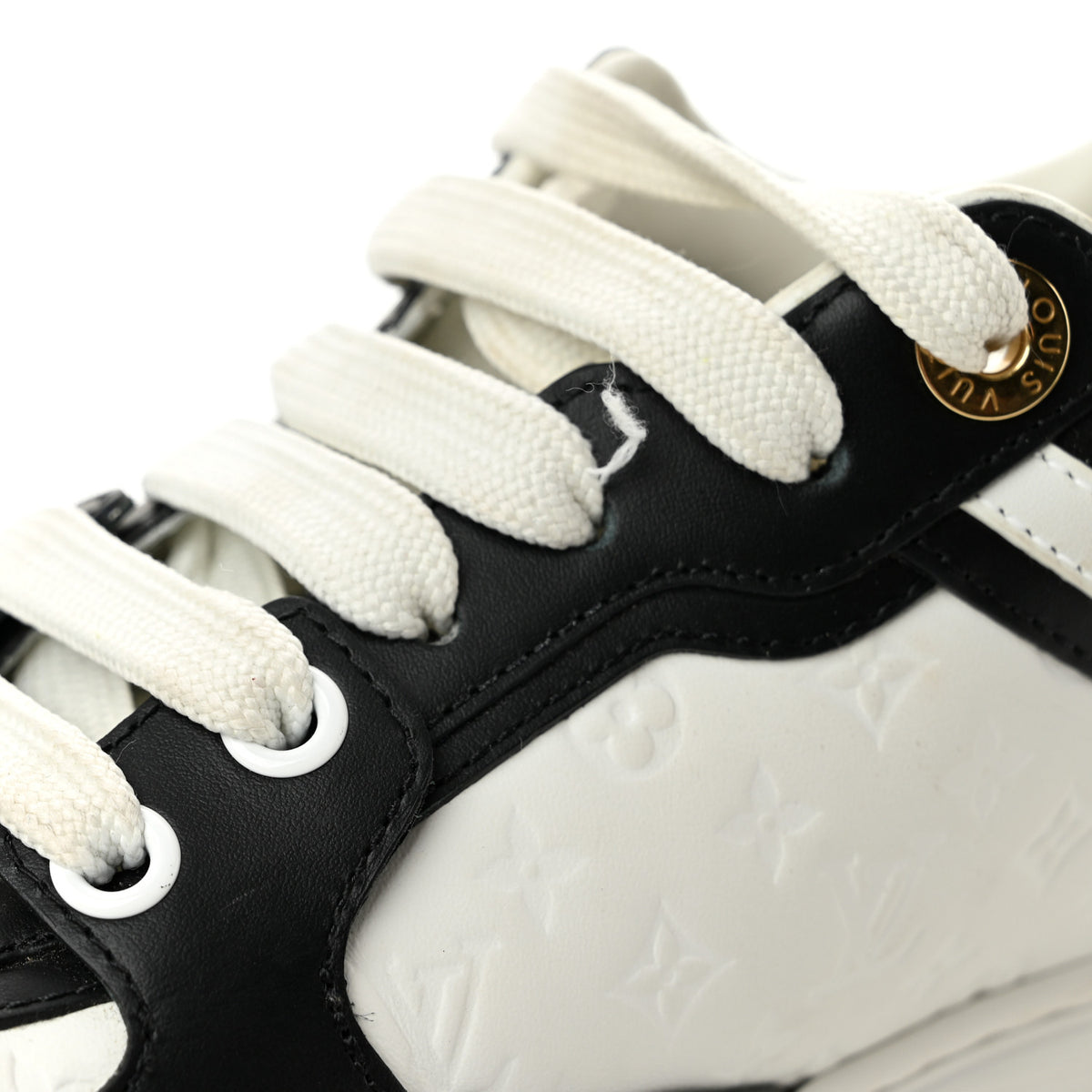 Louis Vuitton Monogram Embossed Calfskin Time Out Sneakers 37 White Black 10 of 10