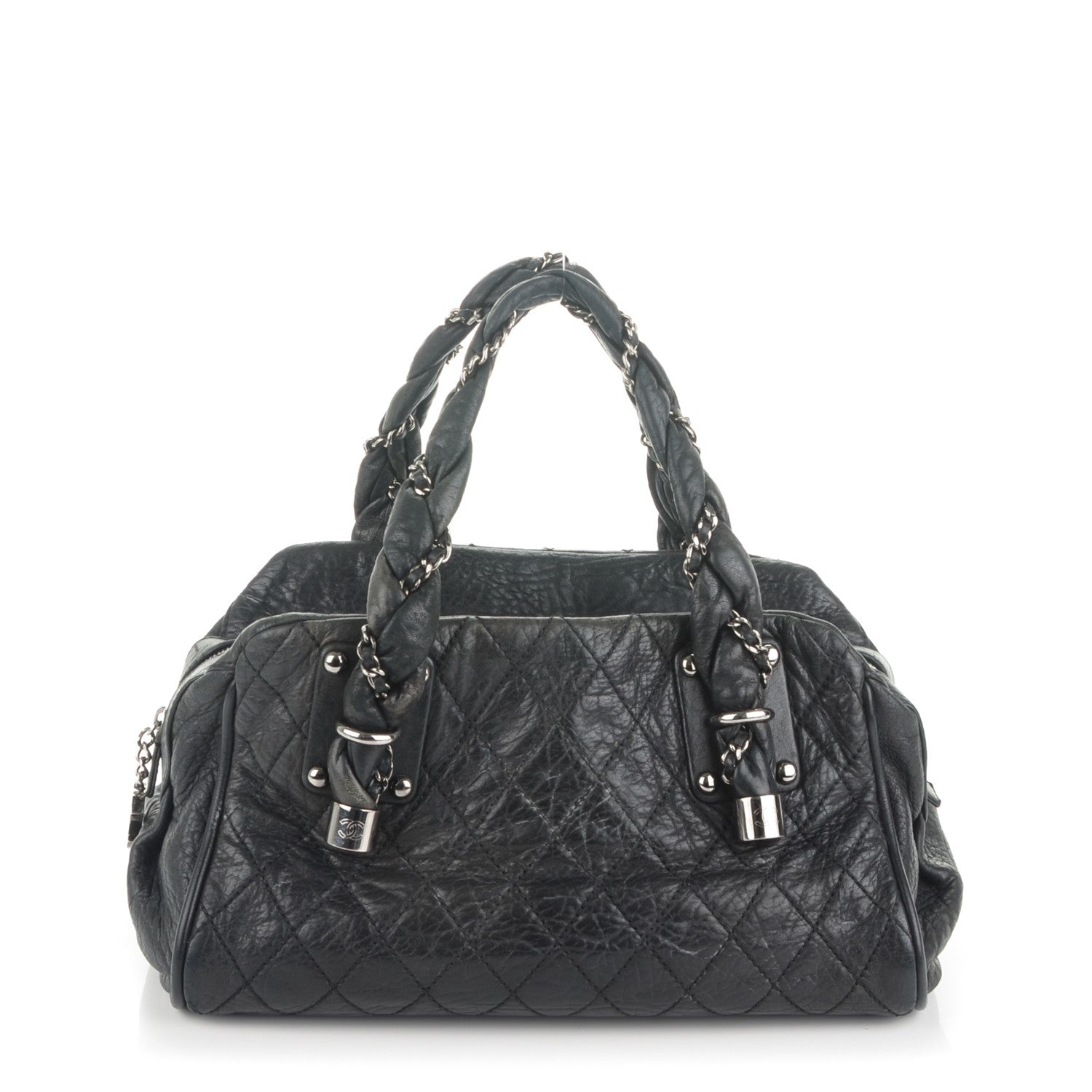 Chanel Distressed Lambskin Lady Braid Bowler Black 1 of 7