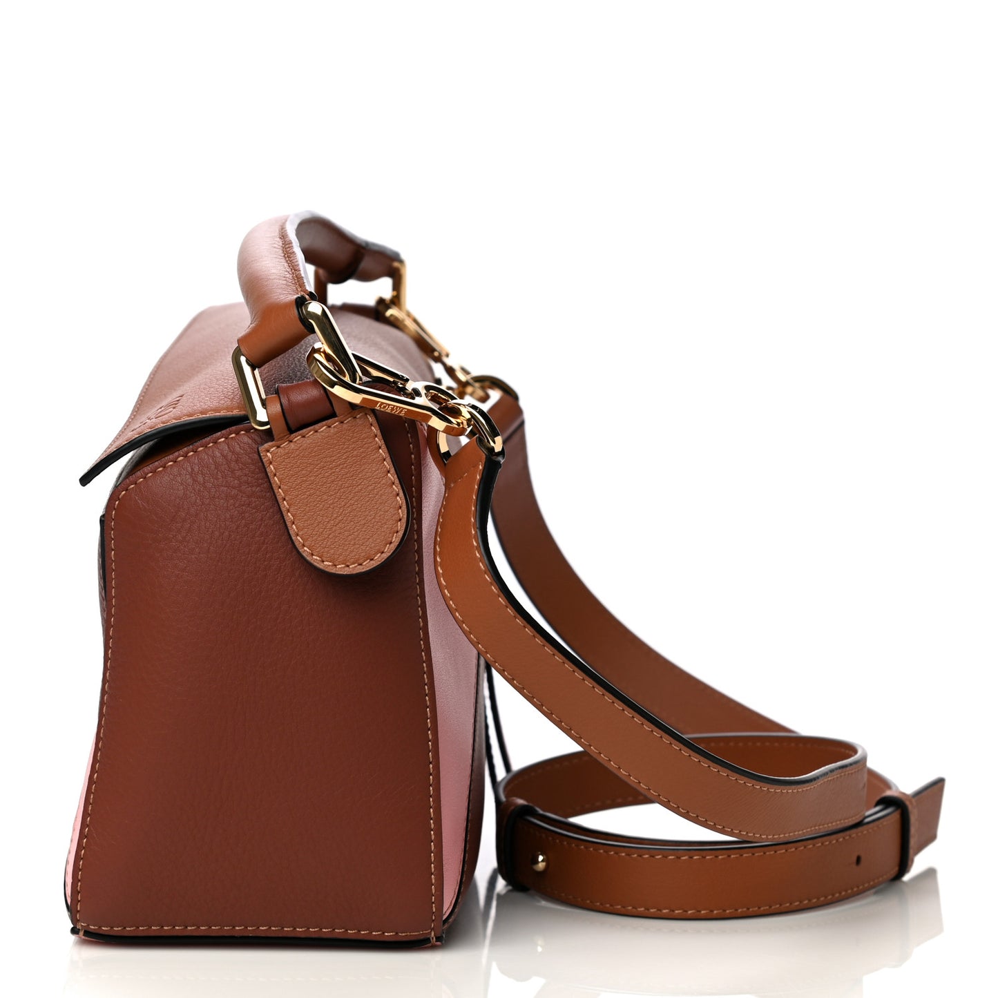 Calfskin Small Puzzle Bag Tan Medium Pink