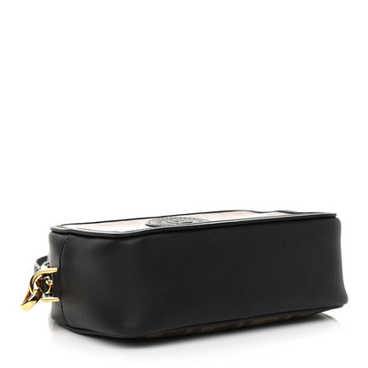 Fendi Glazed Fabric Vitello Century FF 1974 Stamp Patch Mini Camera Case Mogano Panna Black 4 of 12