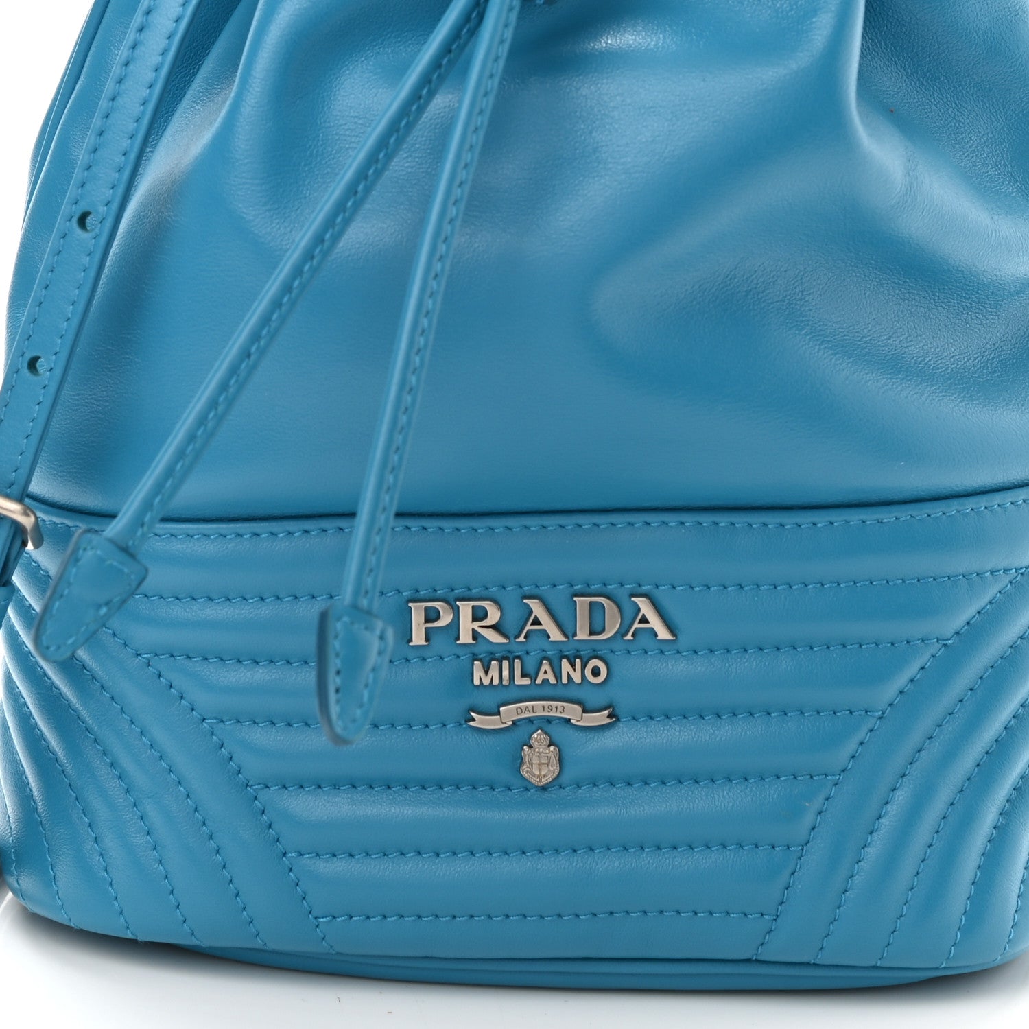 Prada Soft Calfskin Impunture Diagramme Bucket Bag 7 of 9
