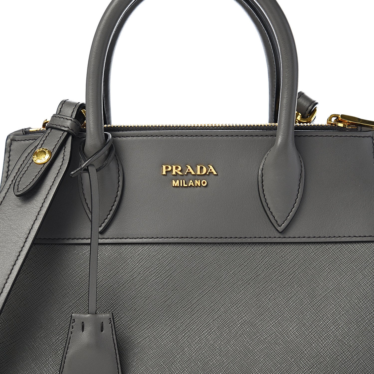Prada Saffiano City Calfskin Small Paradigme Bag Mercurio 9 of 9