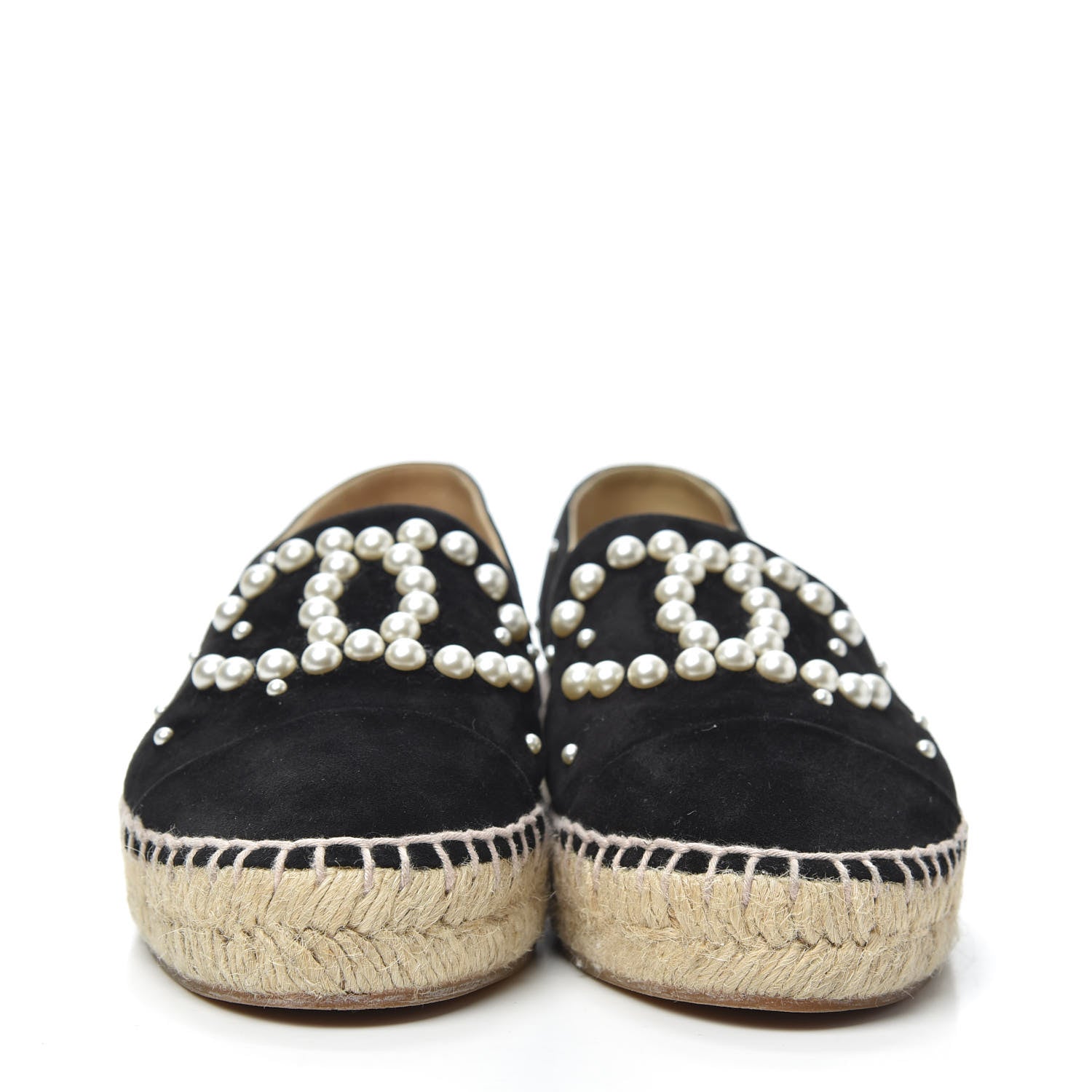 Chanel Suede Pearl CC Espadrilles 36 Black 2 of 7