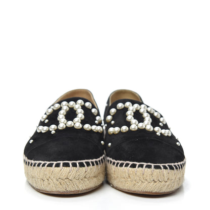 Chanel Suede Pearl CC Espadrilles 36 Black 2 of 7