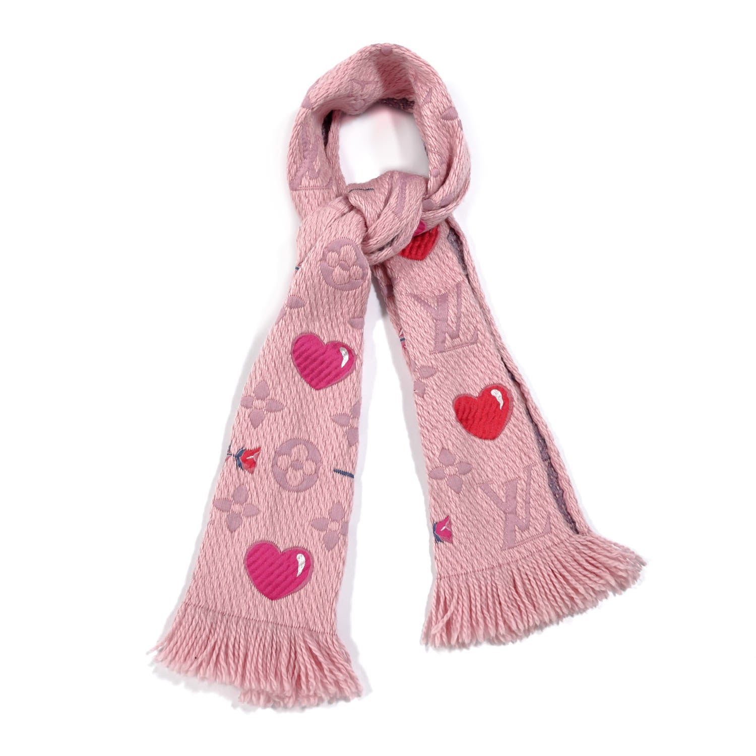 Louis Vuitton Wool Silk Logomania A La Folie Scarf Rose 1 of 4