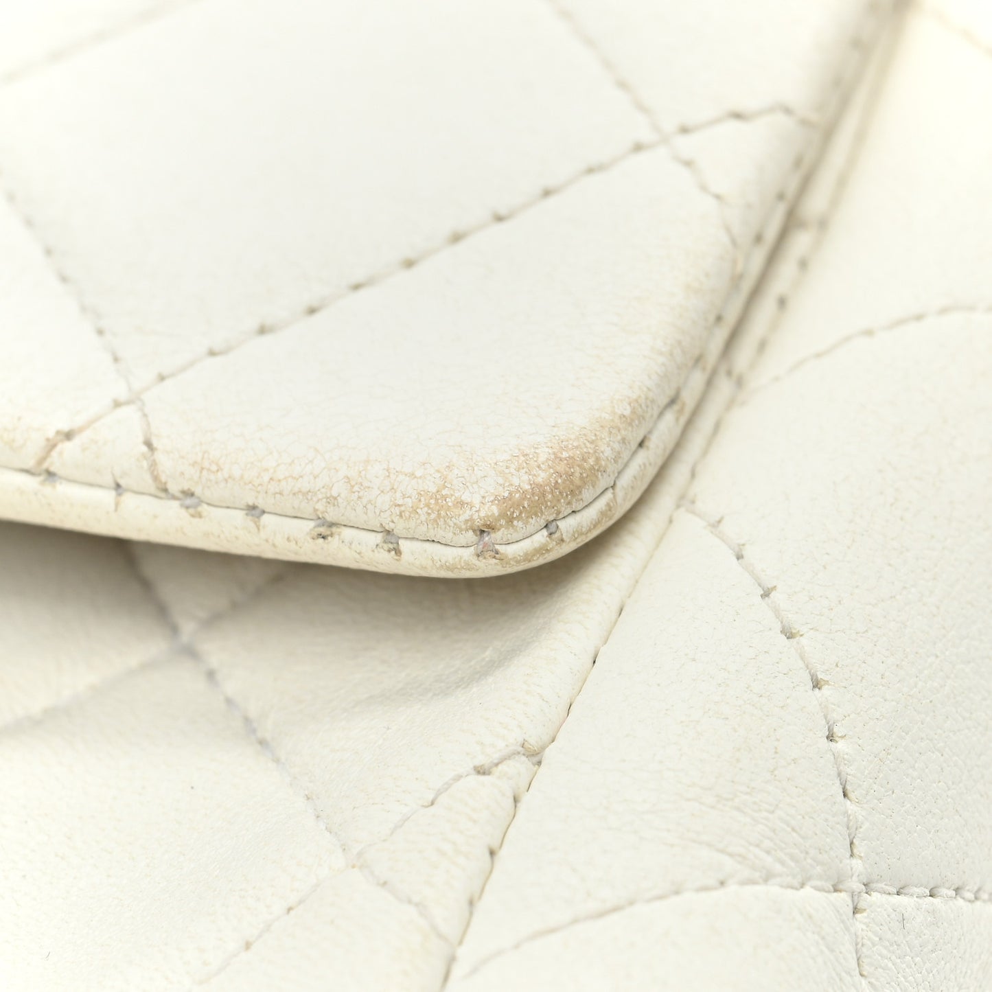 Lambskin Quilted Mini Square Flap White
