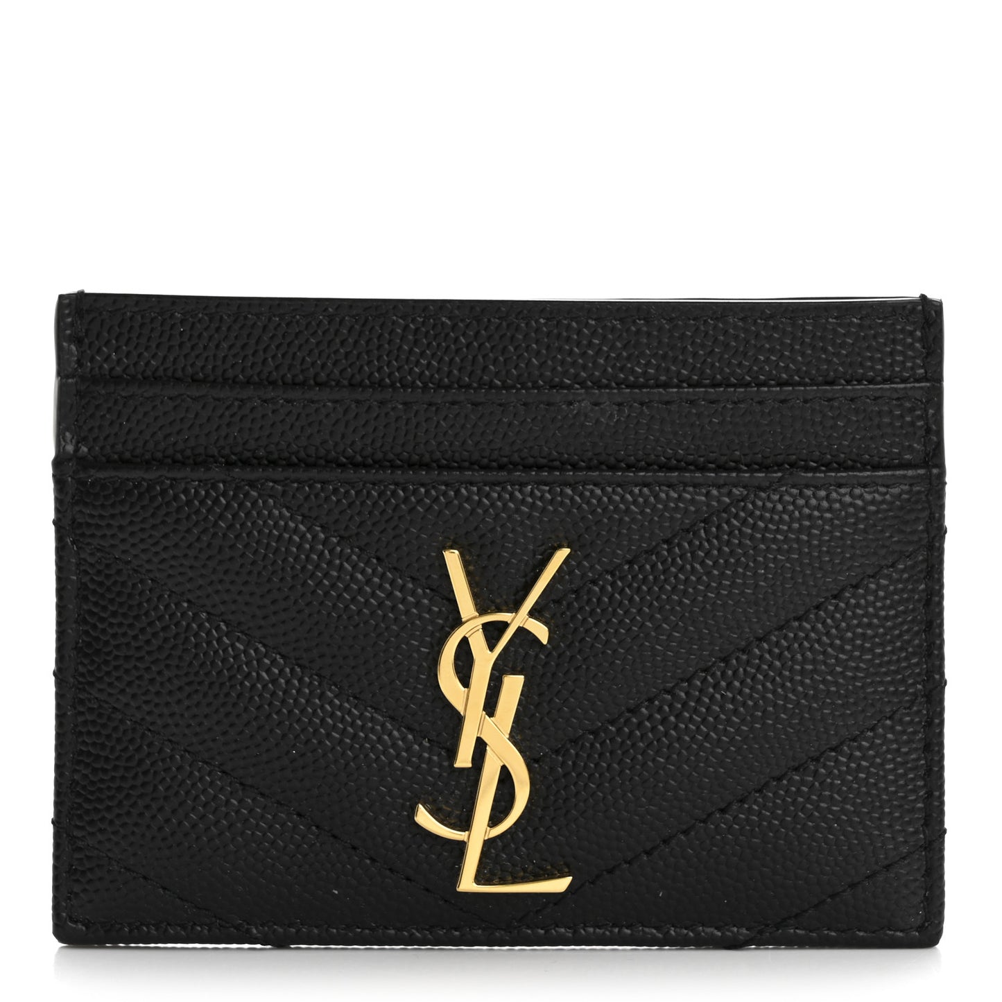 Grain De Poudre Matelasse Chevron Monogram Credit Card Case Black