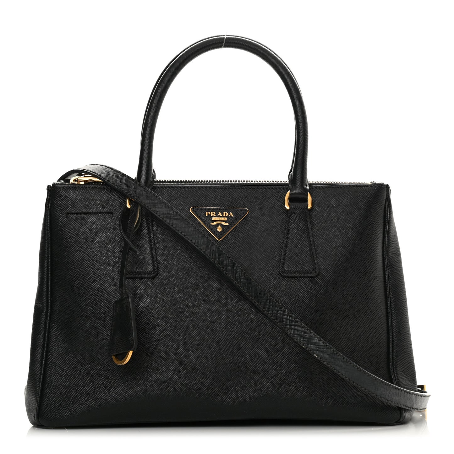 Saffiano Small Galleria Double Zip Tote Black