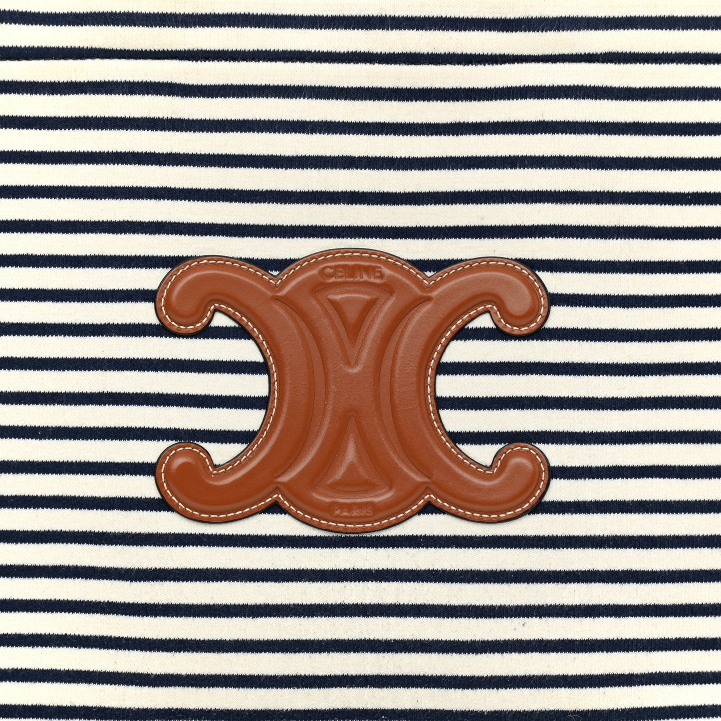 Canvas Calfskin Striped Triomphe Cabas Brown