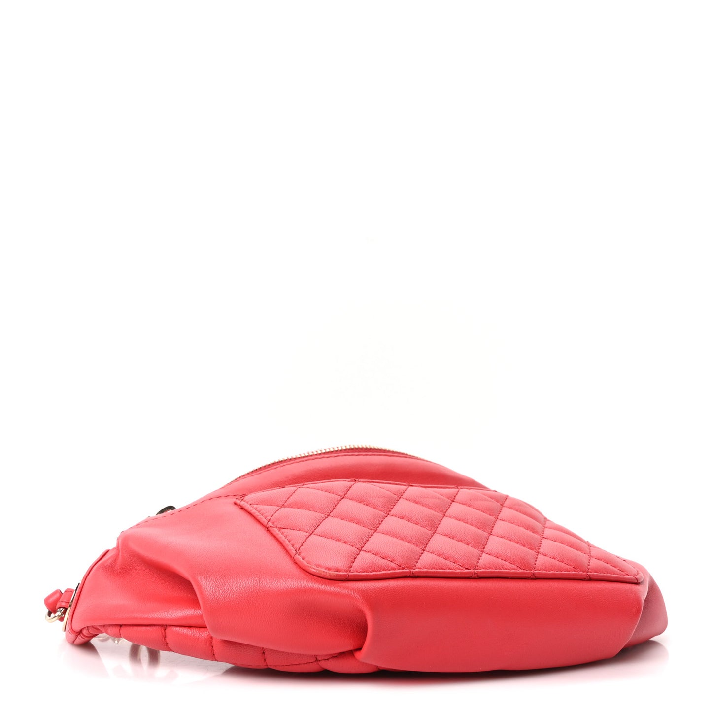 Lambskin Bi Quilted Waist Bag Fanny Pack Red