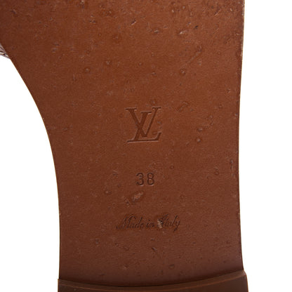 Louis Vuitton Calfskin Lock It Flat Mule 38 Cognac 9 of 10
