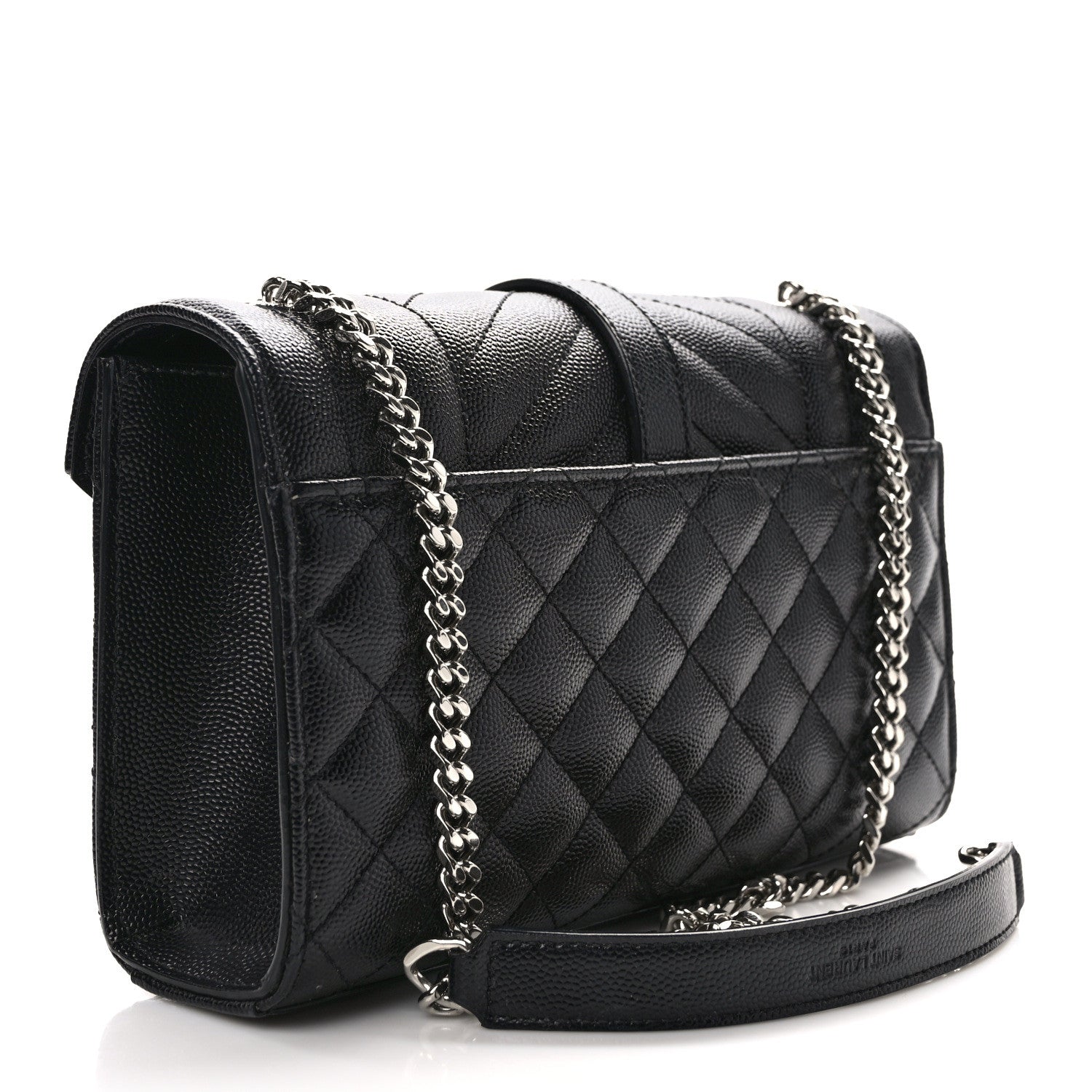 Saint Laurent Grain De Poudre Textured Mixed Matelasse Triquilt Small Monogram Satchel Black 3 of 10