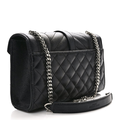 Saint Laurent Grain De Poudre Textured Mixed Matelasse Triquilt Small Monogram Satchel Black 3 of 10