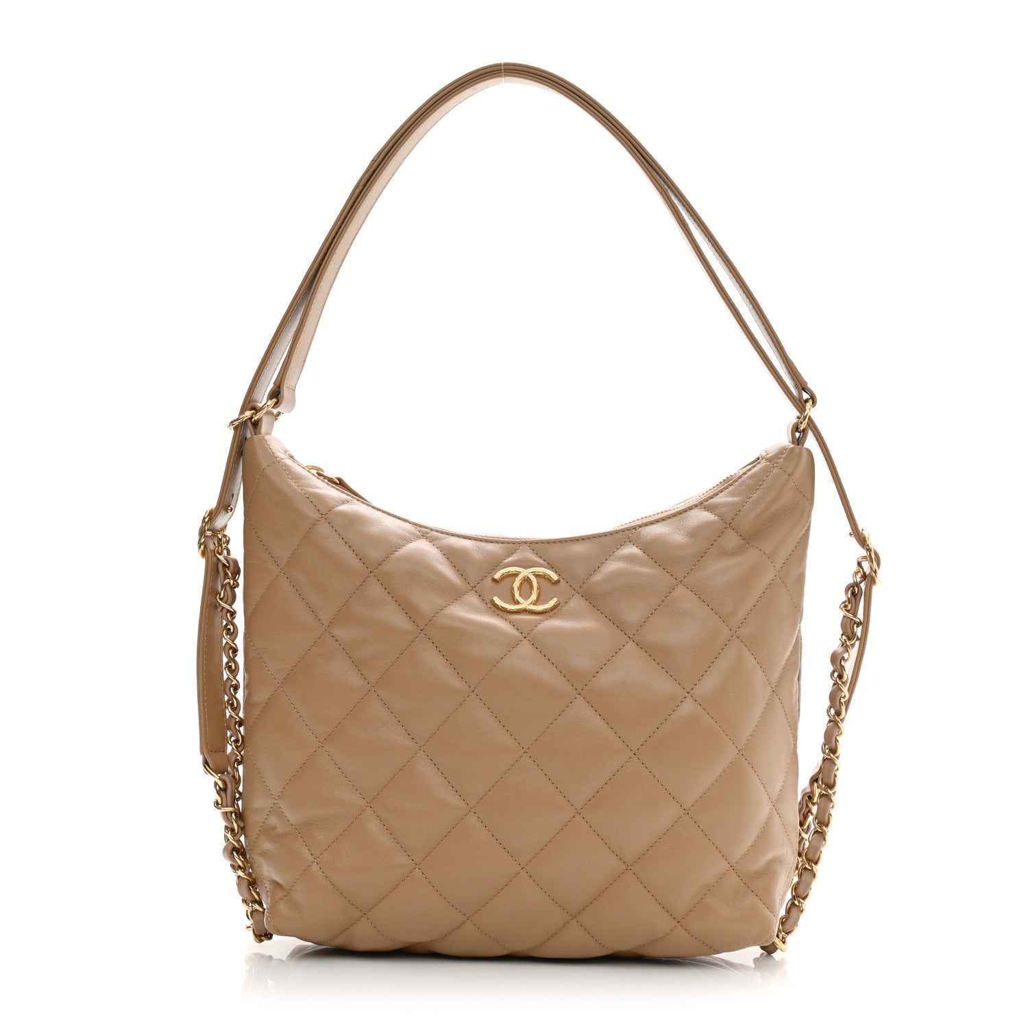Chanel Lambskin Quilted Hobo Beige 1 of 11