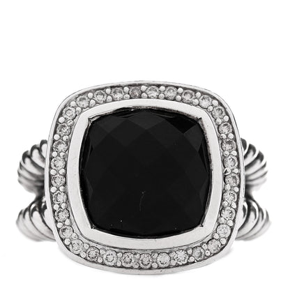 David Yurman Sterling Silver Diamond Black Onyx 11mm Albion Statement Ring 52 6 1 of 4