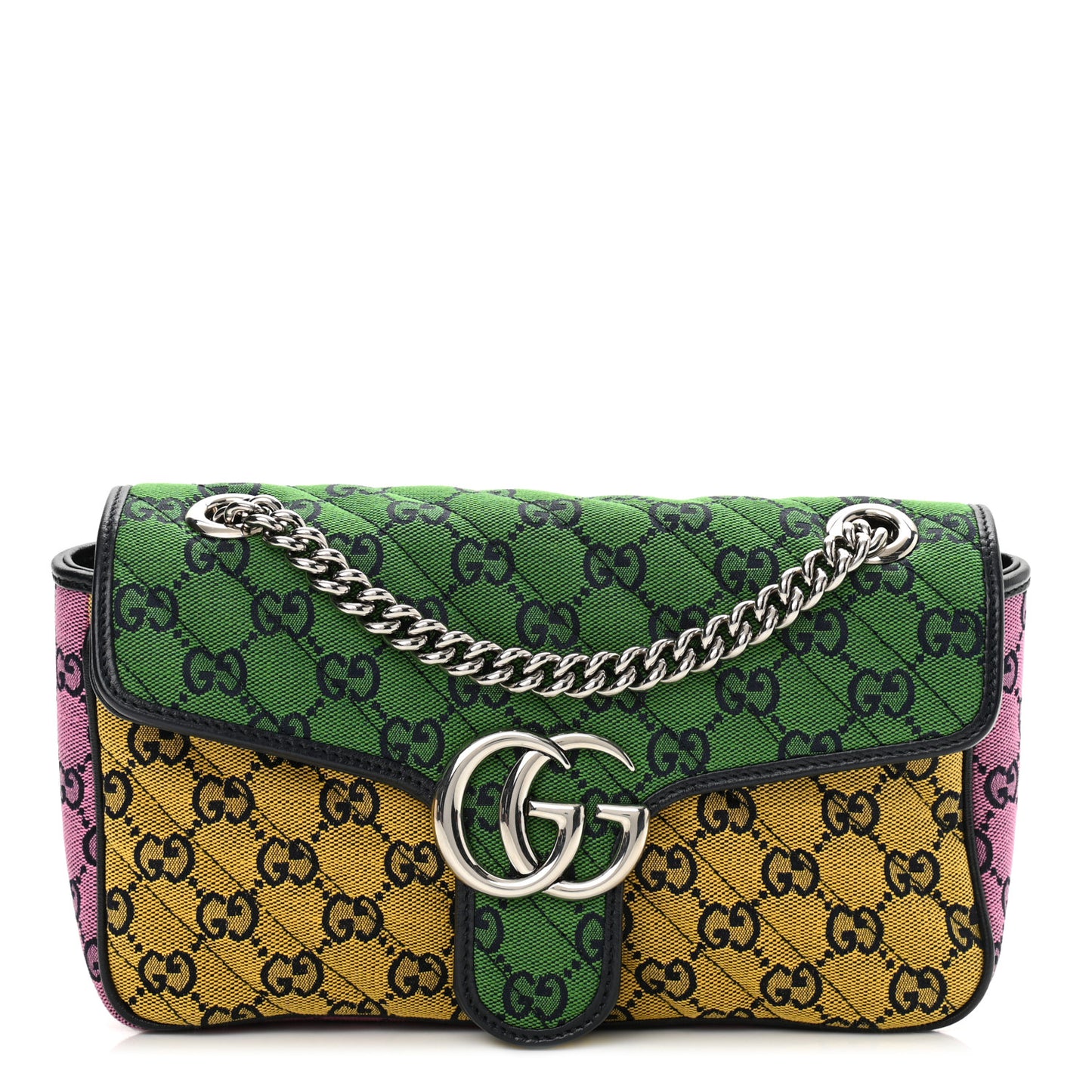 Monogram Multicolor Matelasse Diagonal Small GG Marmont Shoulder Bag Green Blue Yellow Light Blue Pink