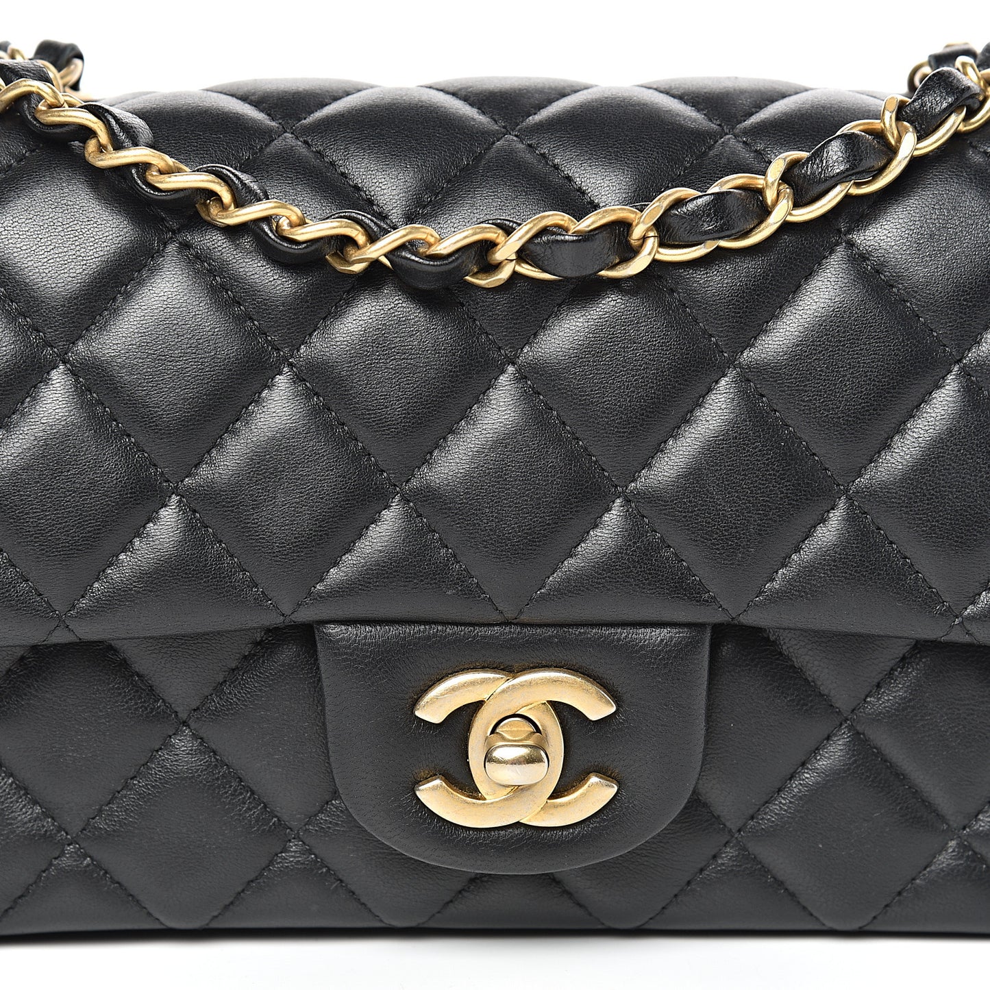Lambskin Quilted Mini Rectangular Flap Black