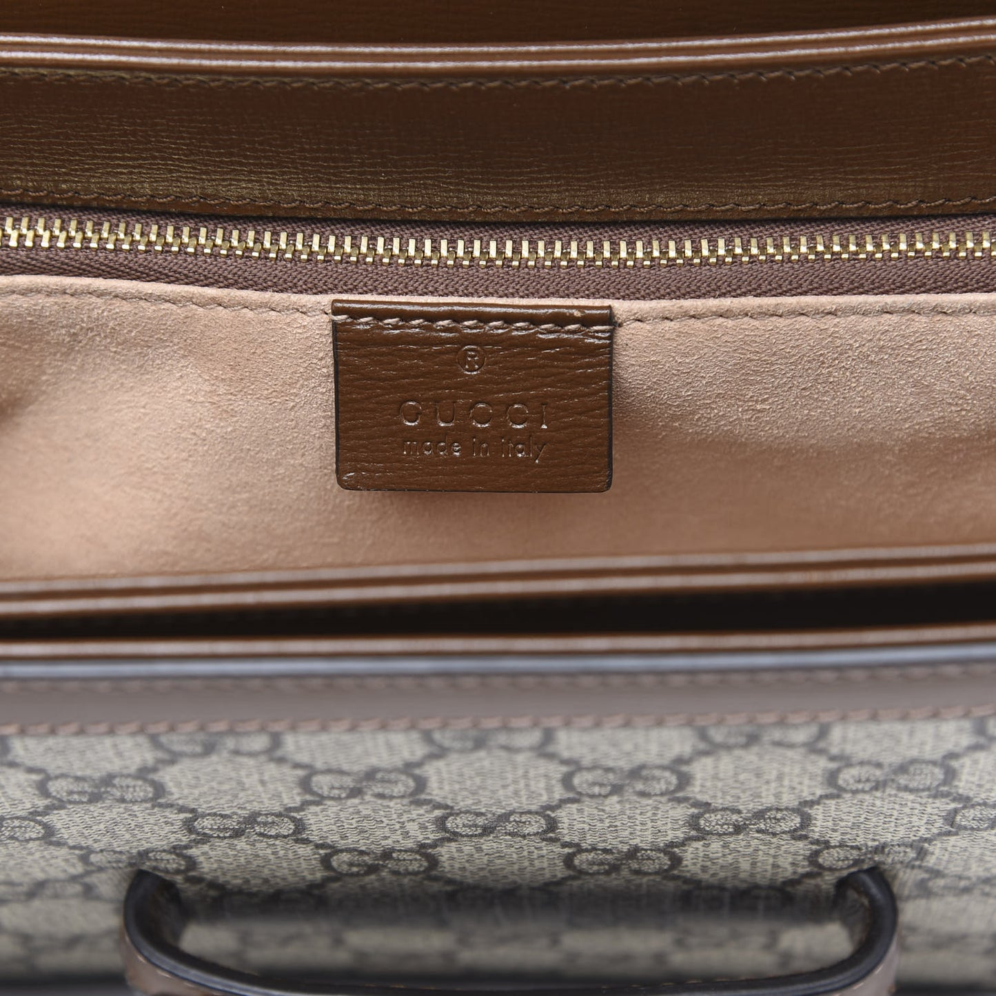 GG Supreme Monogram Horsebit 1955 Shoulder Bag Beige Brown Sugar