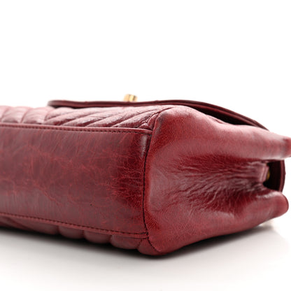 Chanel Glazed Calfskin Chevron Quilted Small Hampton Flap Burgundy 9 of 11