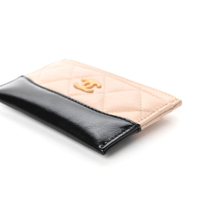 Chanel Aged Calfskin Quilted Gabrielle Card Holder Wallet Beige Black 7 of 12