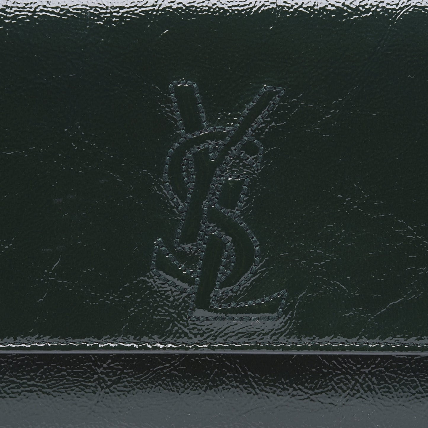 Textured Patent Belle de Jour Clutch Tartan Green