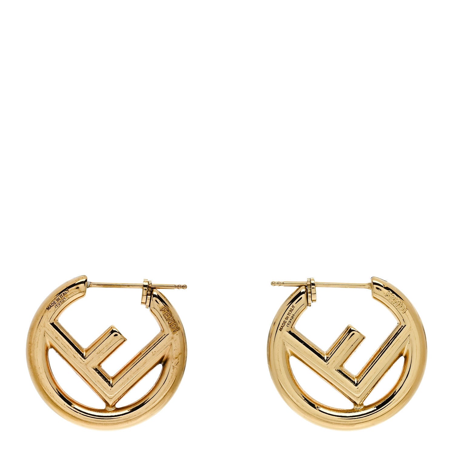 Fendi Metal FF Hoop Earrings Gold 1 of 4