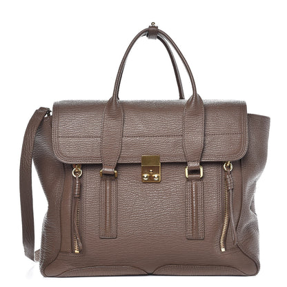 3.1 Phillip Lim 3.1 Textured Calfskin Large Pashli Satchel Taupe 1 of 11
