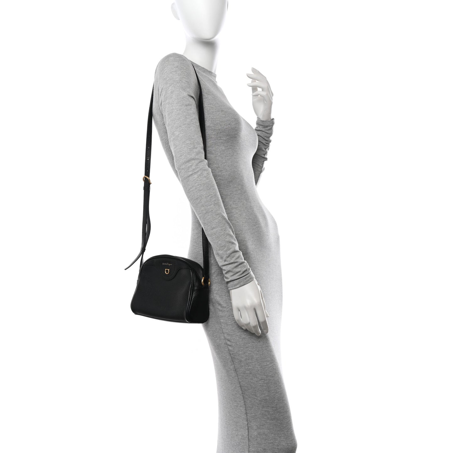 Calfskin Travel Camera Crossbody Bag Black