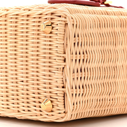 Prada Wicker Canvas Tote Naturale Red 10 of 12