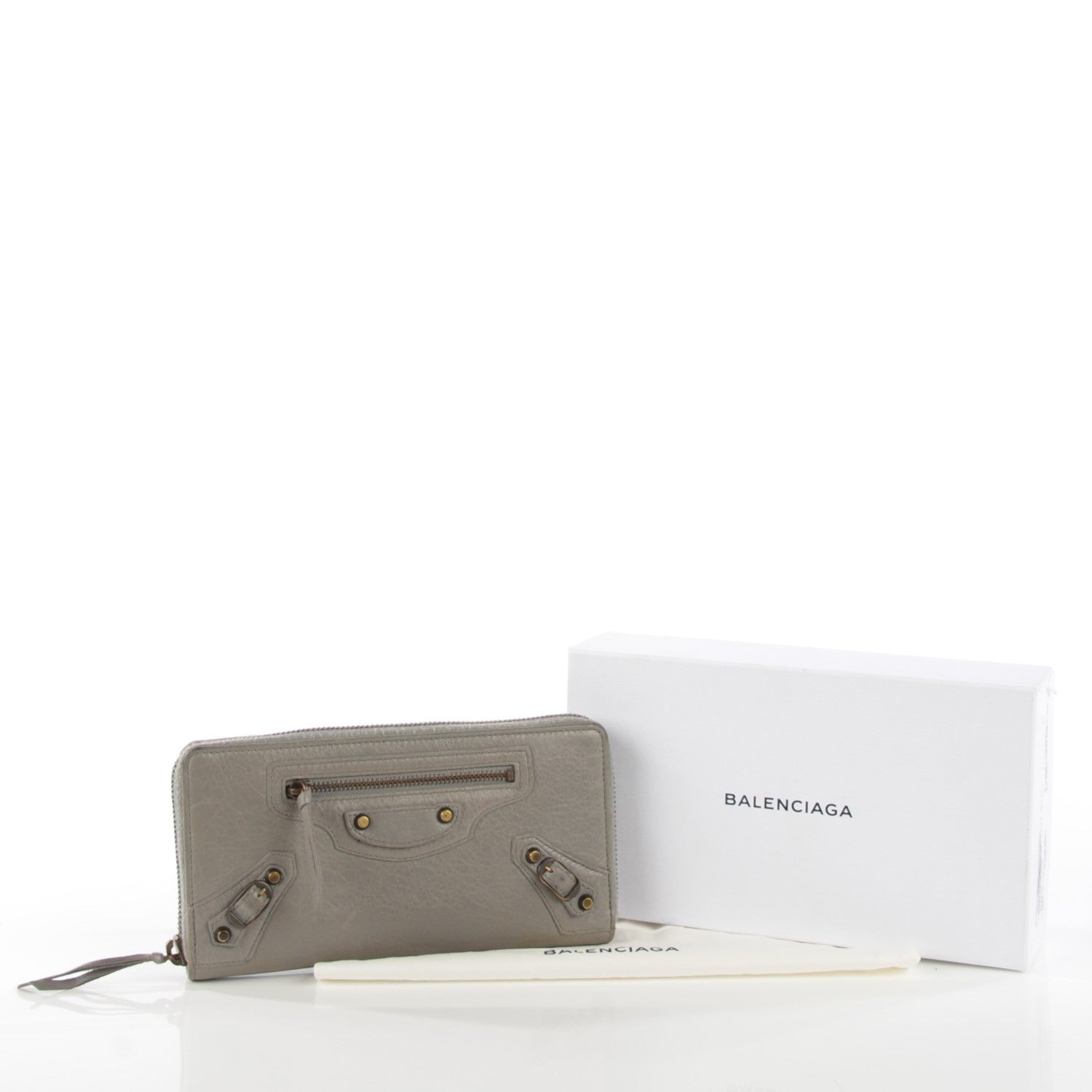Balenciaga Agneau Classic Hardware Continental Zip Around Wallet Gris Pyrite 9 of 13