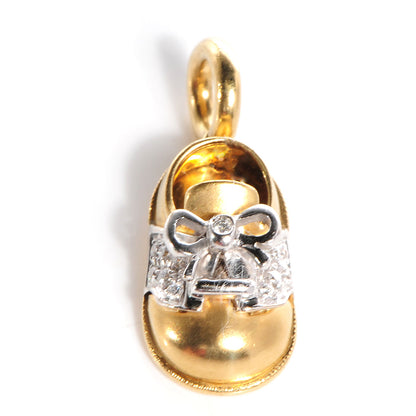 FASHIONPHILE AARONBASHA18kYellowandWhiteGoldDiamondSaddleShoeCharm 1 of 5