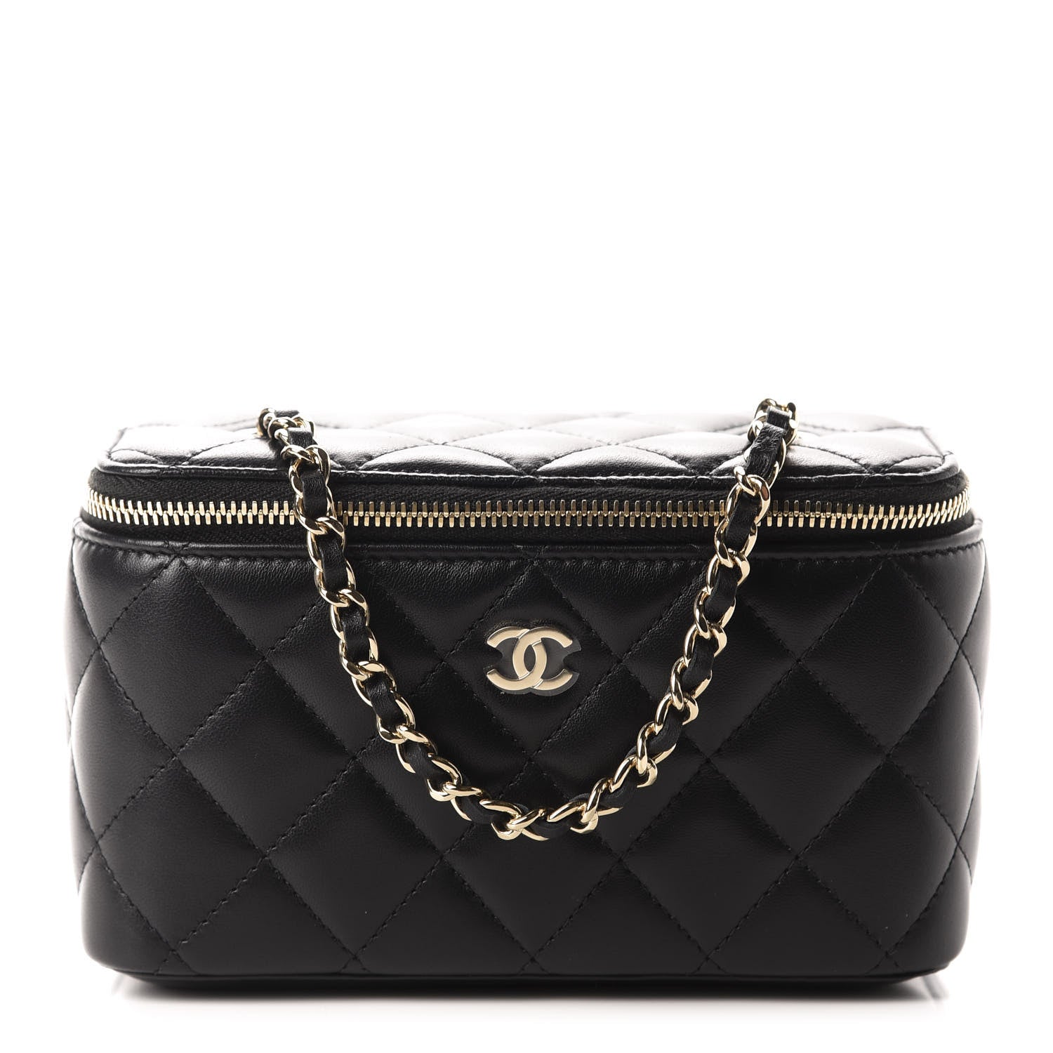 Chanel Lambskin Quilted Small Vanity Case With Chain Black 1 of 11
