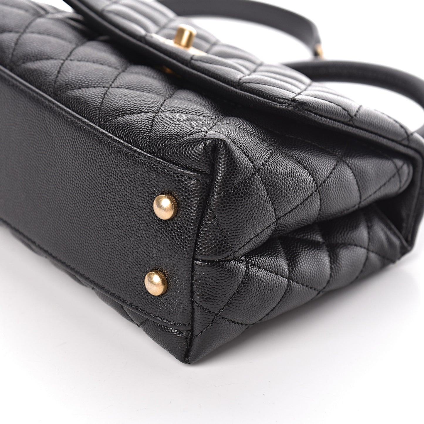 Caviar Quilted Mini Coco Handle Flap Black