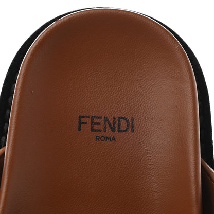 Fendi Calfskin FF Embossed Pearland Slide Sandals 36.5 Tobacco Moro 7 of 12