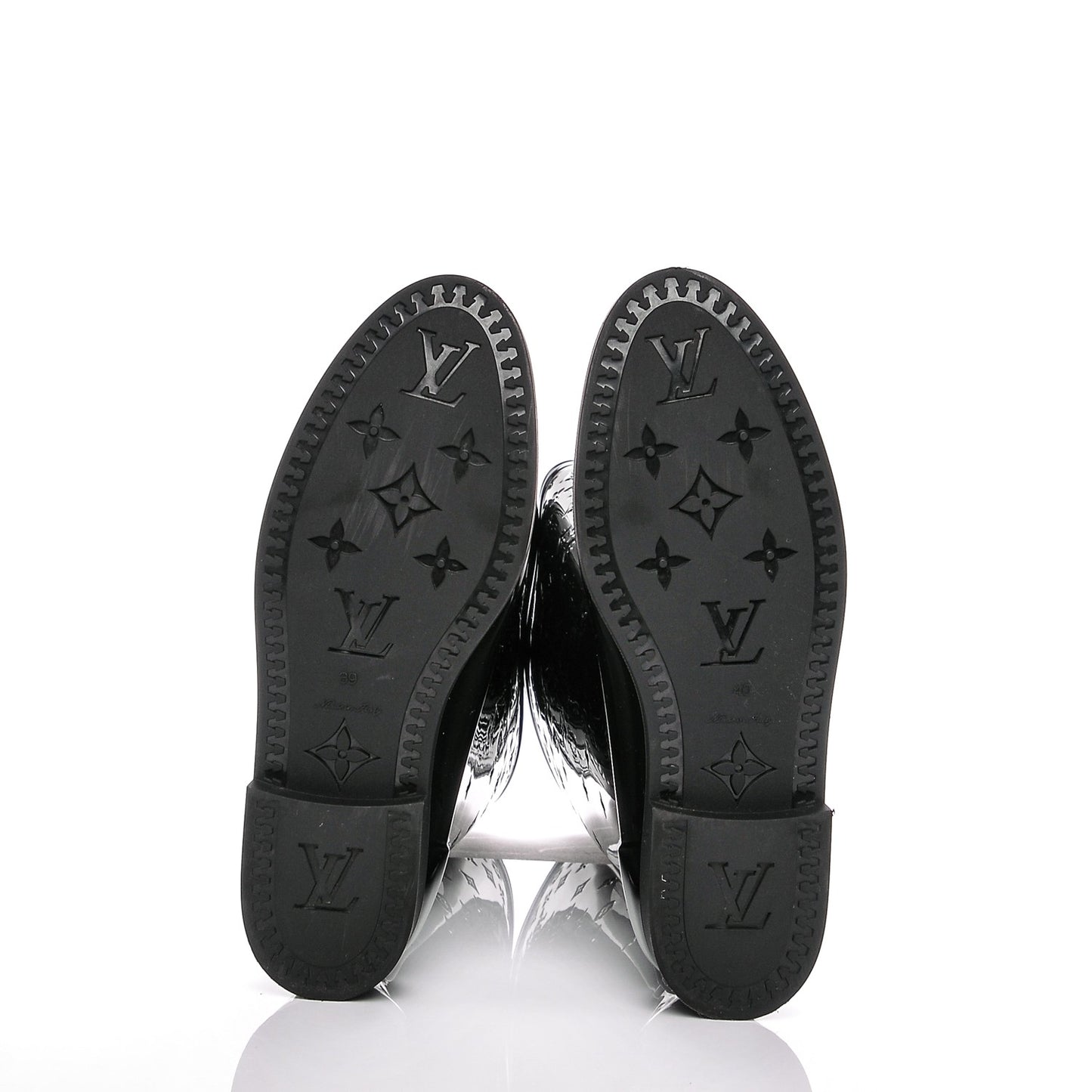 Rubber Embossed Monogram Drops High Rain Boots 39 Black