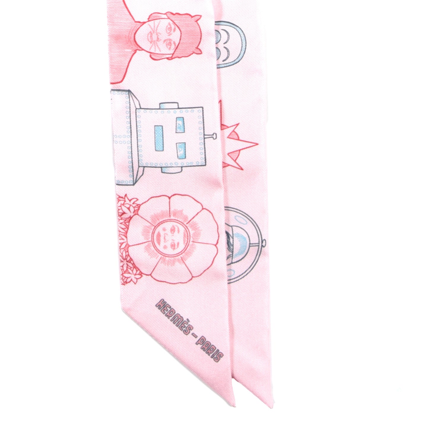 Hermes Silk Dress Code Twilly Rose Pale Bleu Rouge 2 of 3
