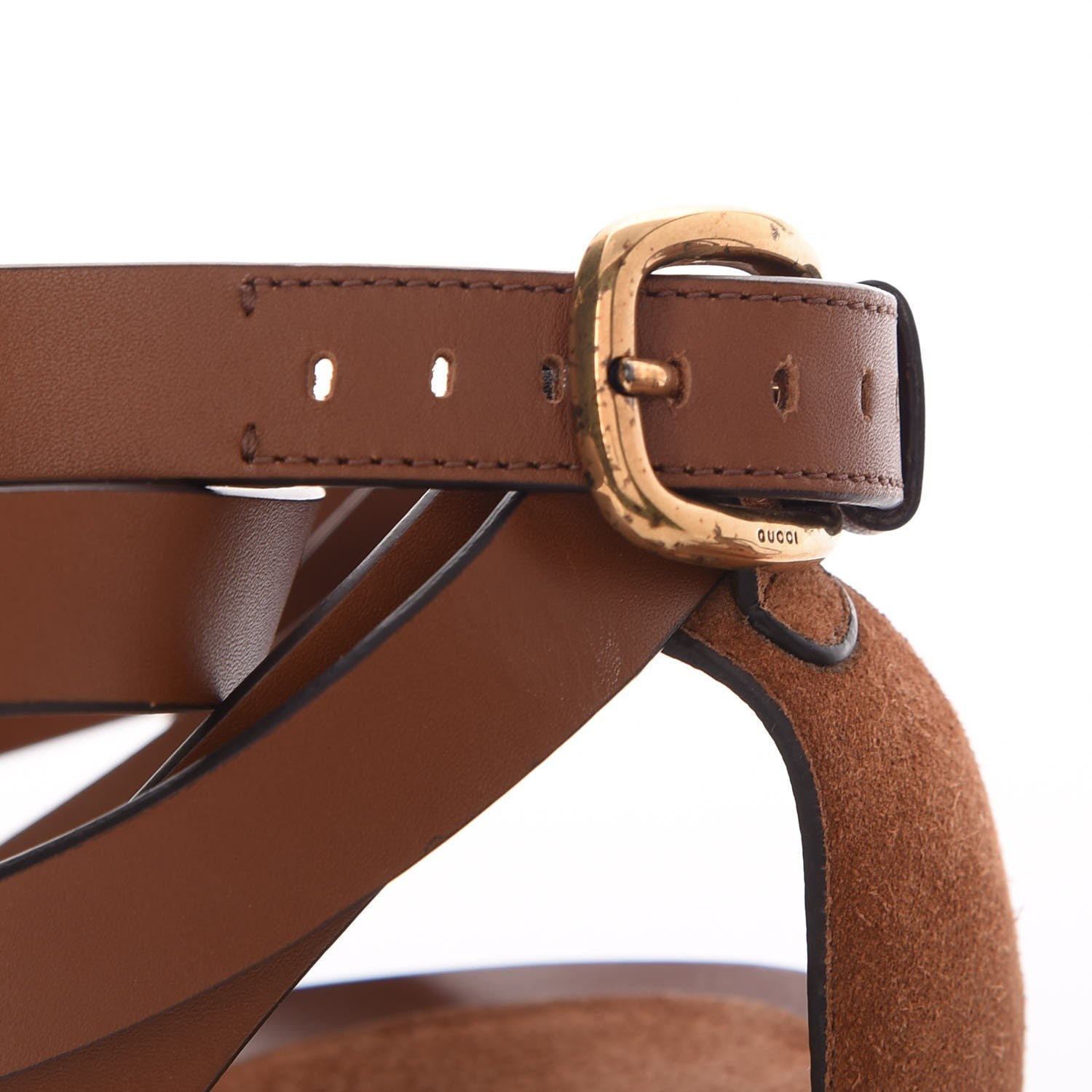 Gucci Suede Calfskin Candy Cross Sandals 42 Brown 10 of 12