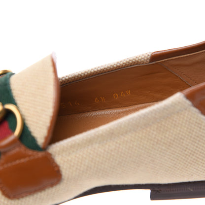 Gucci Canvas Web Mens Brixton Horsebit Loafers 6.5 Sand Light Cuir 6 of 8